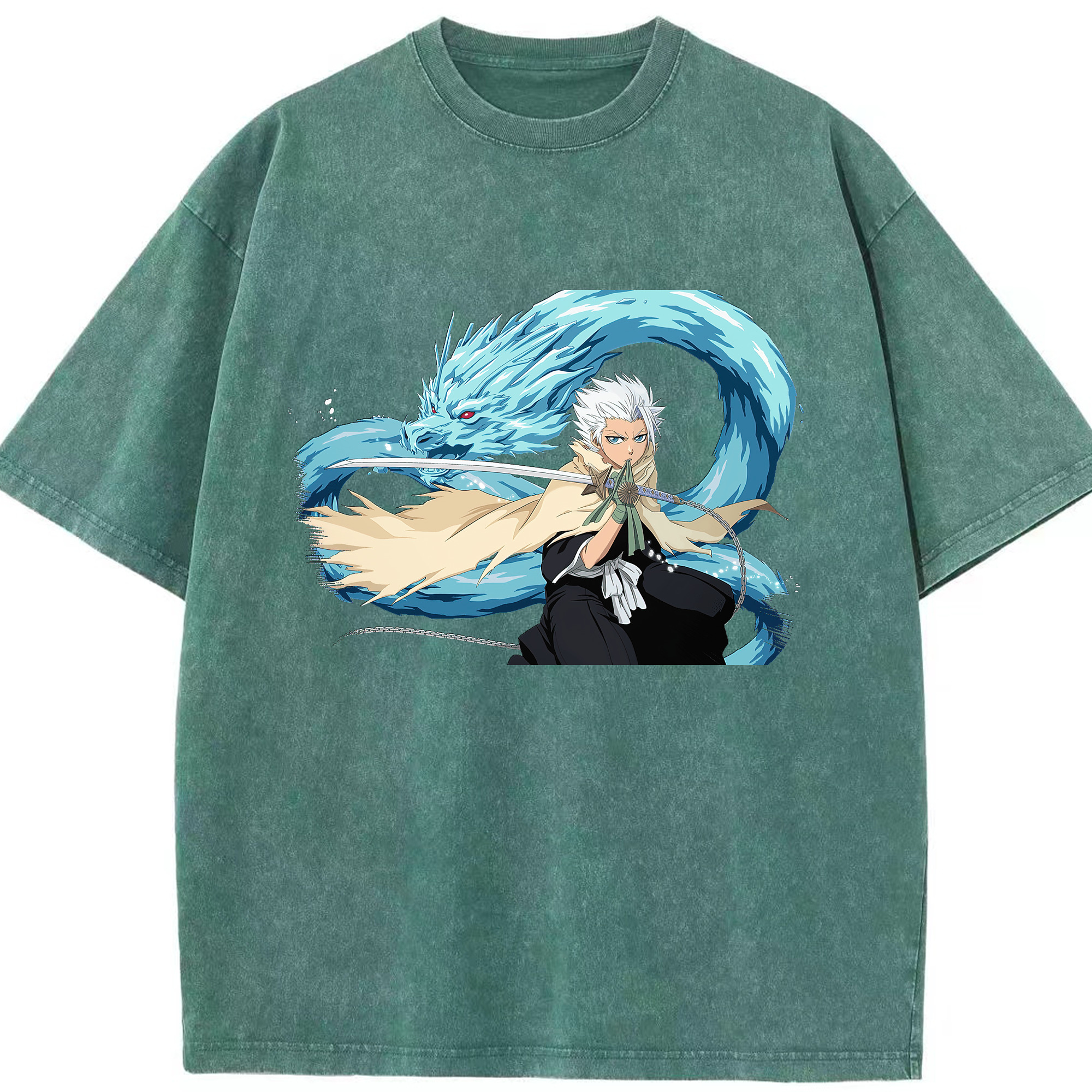 （画像用） ブリーチ 日番谷冬獅郎（ひつがや とうしろう） BLEACH Hitsugaya Toushirou 綿100% ヴィンテージ風 半袖Tシャツ（フロントプリント）